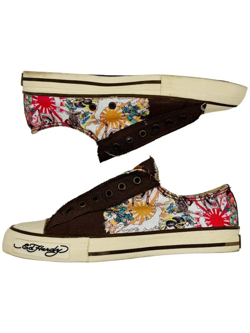 Vtg Y2K Ed Hardy Tattoo Canvas Sneakers | Streetwear Grunge Skater McBling Indie - Picture 16 of 16